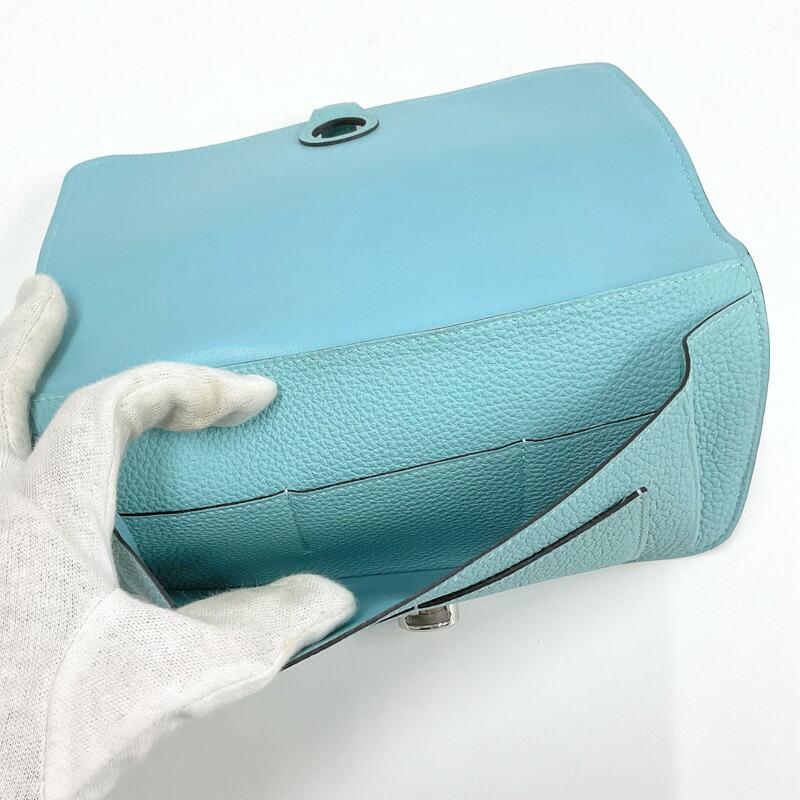HERMES エルメス ドゴンGM 二つ折り長財布 トゴ ブルーアトール
