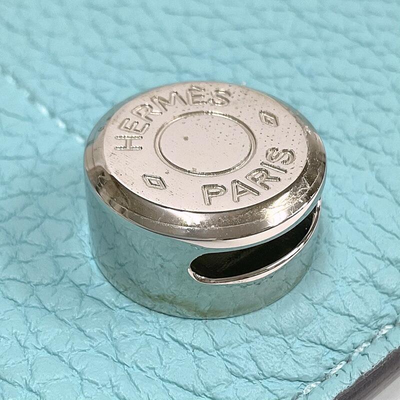HERMES エルメス ドゴンGM 二つ折り長財布 トゴ ブルーアトール