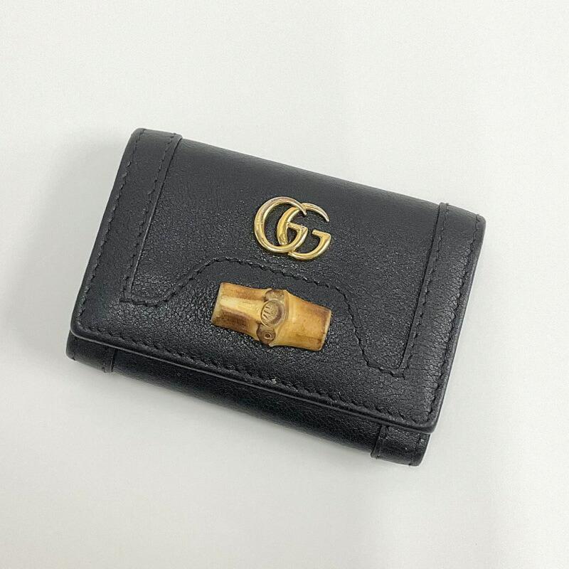 ✨GUCCI エナメル ブラック 6連キーケース ファスナー バンブー箱あり✨ GUCCI グッチ バンブー 6連キーケース レザー ブラック 658636 : JJ
