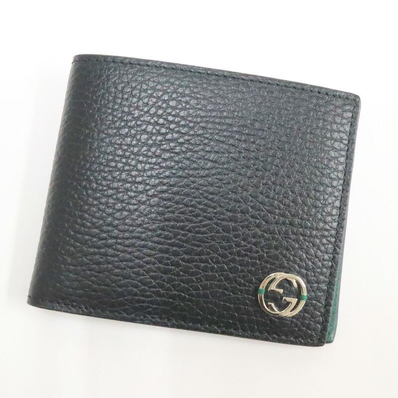 GUCCI インターロッキング 二つ折り財布 610466 GUCCI グッチ インターロッキングG・2つ折りコンパクト財布 ブラック