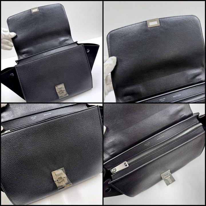 CELINE セリーヌ トラペーズ スモール 2WAYバッグ ブラック×シルバー