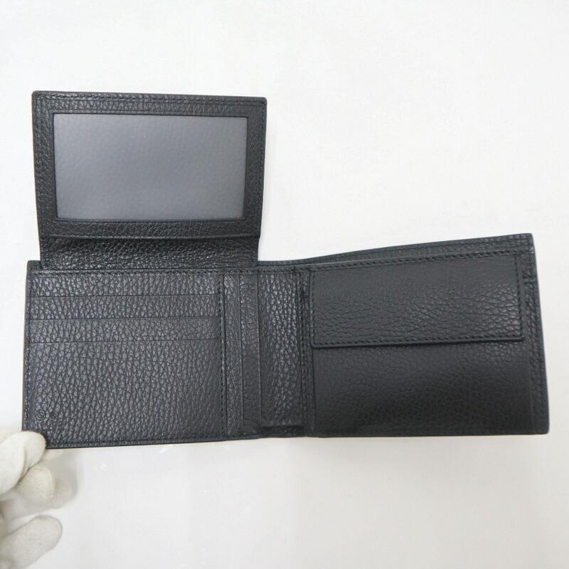 GUCCI グッチ 2つ折りコンパクト財布 ブラック レザー アウトレット品