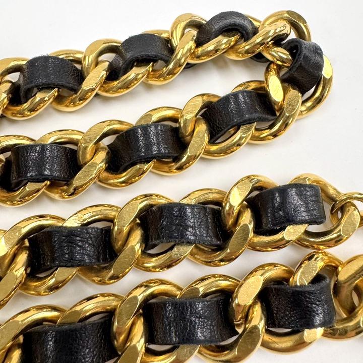 CHANEL シャネル チェーンベルト31 コイントップ付き GP×レザー