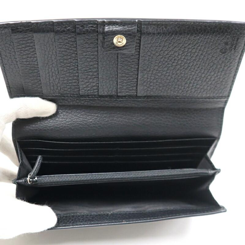 GUCCI グッチ 二つ折り長財布 インターロッキングG レザー ブラック