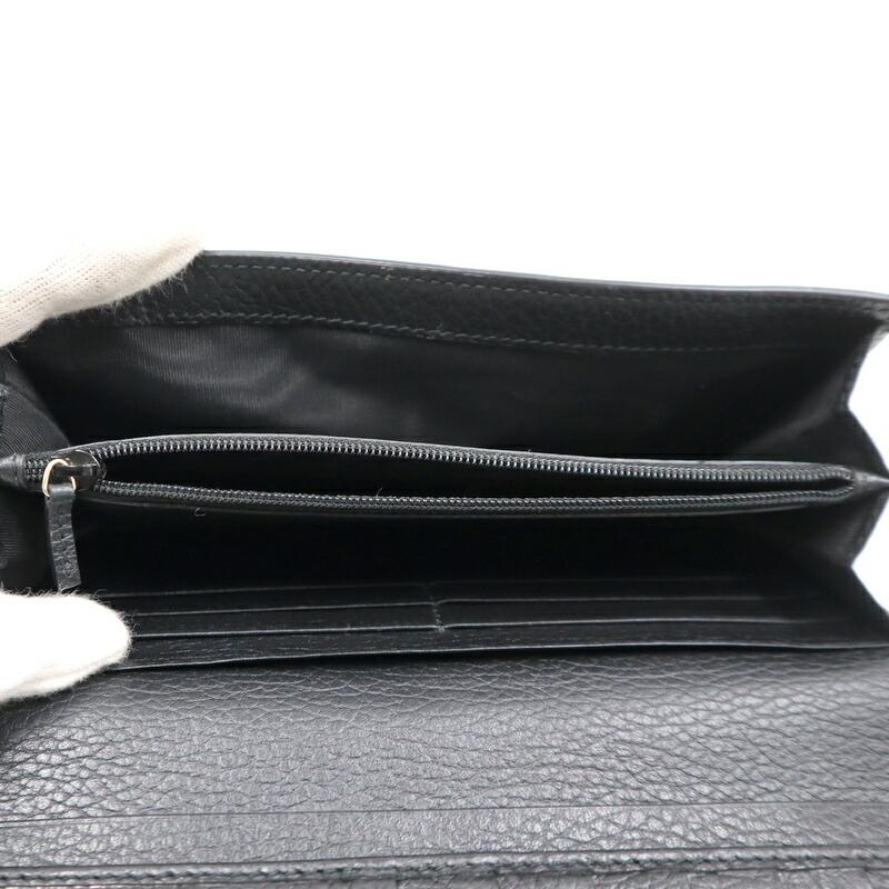 GUCCI グッチ 二つ折り長財布 インターロッキングG レザー ブラック