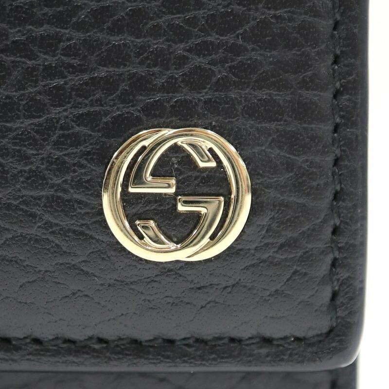 GUCCI グッチ 二つ折り長財布 インターロッキングG レザー ブラック