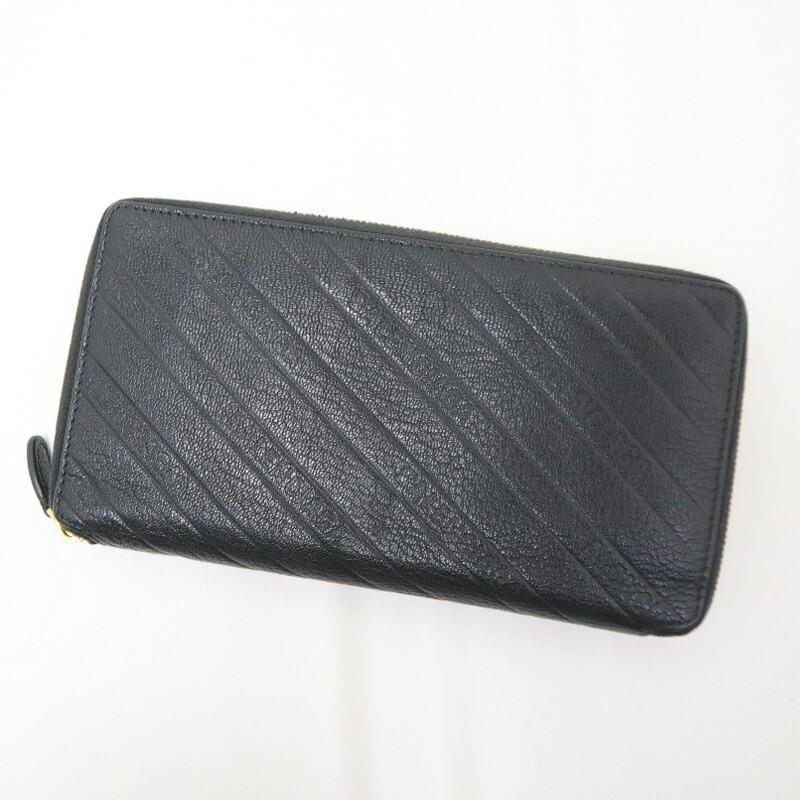BALENCIAGA ブラック レザー 長財布 BALENCIAGA バレンシアガ 長財布 レザー ブラック×ゴールド金具 553884