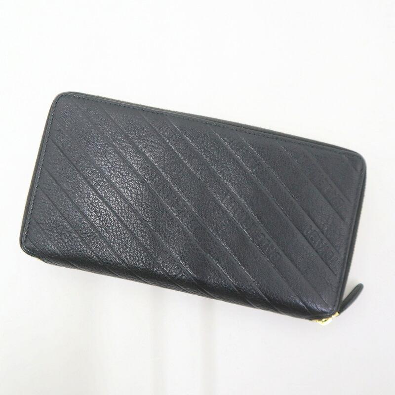 BALENCIAGA ブラック長財布よこちん BALENCIAGA バレンシアガ 長財布 レザー ブラック×ゴールド金具 553884