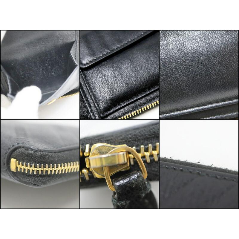 BALENCIAGA バレンシアガ 長財布 レザー ブラック×ゴールド金具 553884