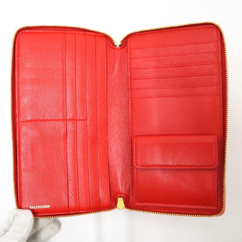 BALENCIAGA 長財布 カードケースセット レッド クロコ柄 ゴールド 
