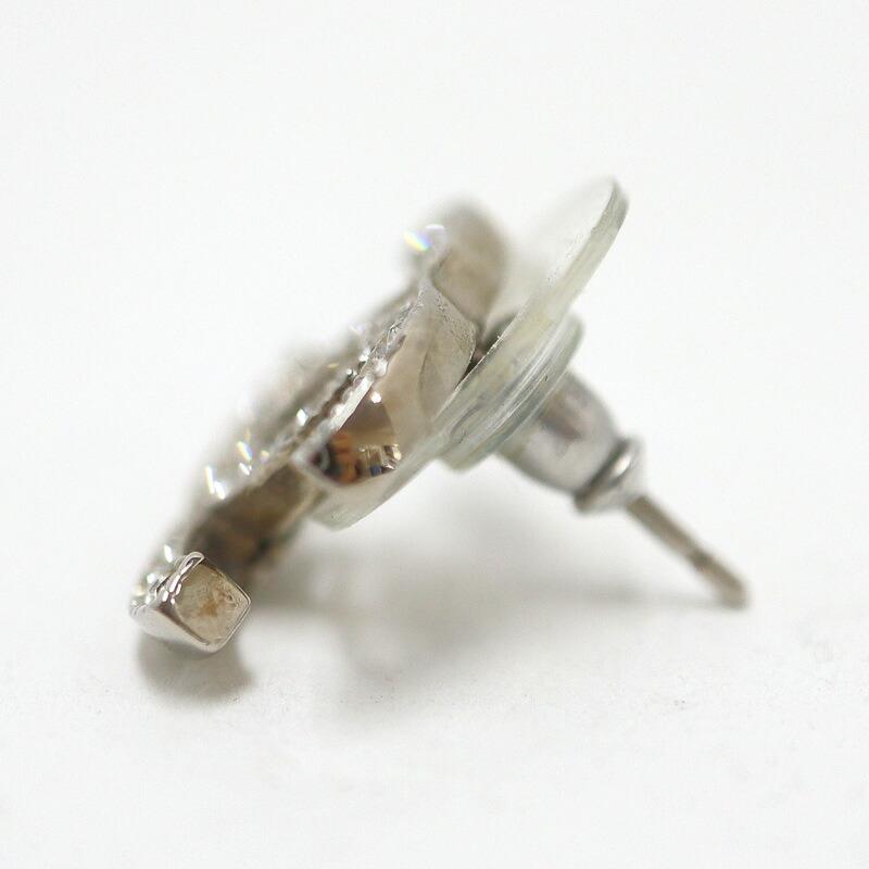CHANEL シャネル ピアス ココマーク×ラインストーン シルバー A11A
