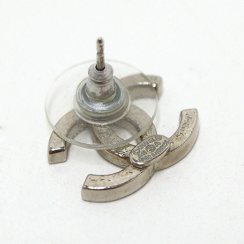 CHANEL シャネル ピアス ココマーク×ラインストーン シルバー A11A