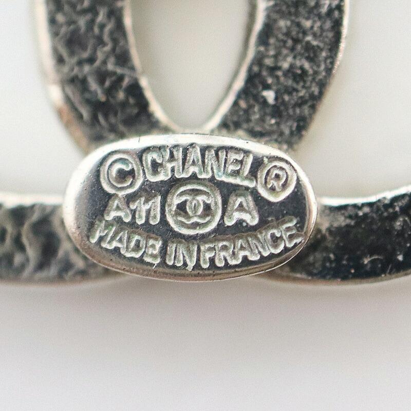 CHANEL シャネル ピアス ココマーク×ラインストーン シルバー A11A