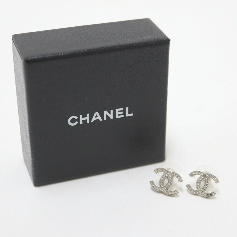 CHANEL シャネル ピアス ココマーク×ラインストーン シルバー A11A