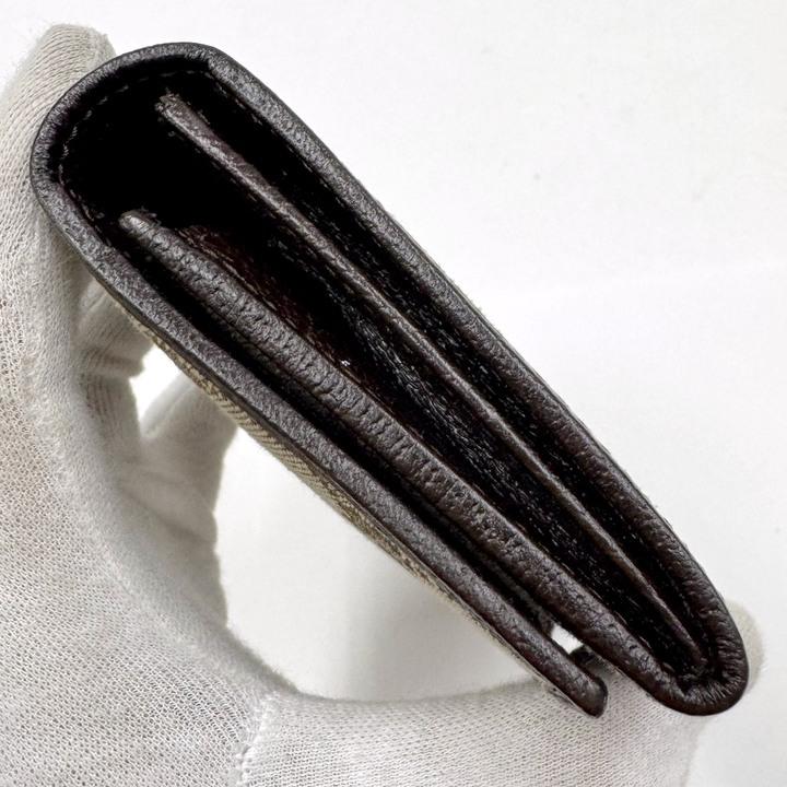 Gucci GGキャンバス 長財布 ベージュ 黒 シルバー金具 GUCCI 二つ折り長財布 長財布 GGキャンバス×レザー ベージュ×ブラウン
