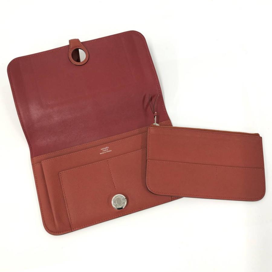 HERMES（エルメス） ドゴンGM 二つ折り長財布 レザー T刻印 レッド
