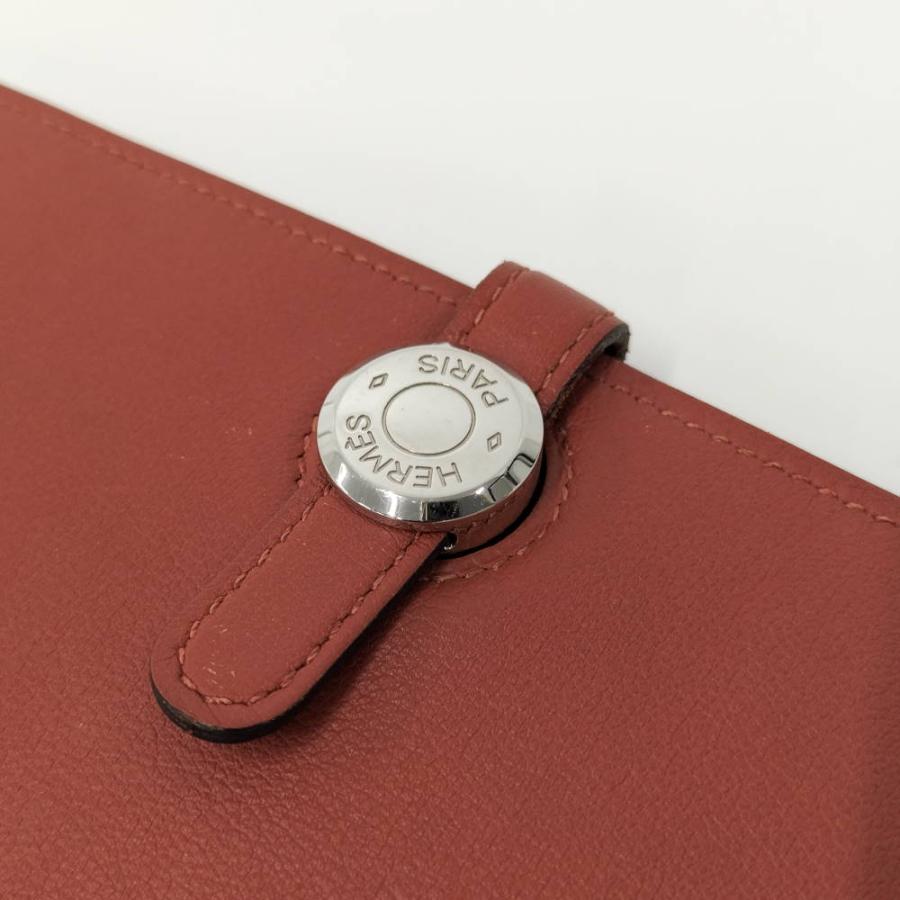 HERMES（エルメス） ドゴンGM 二つ折り長財布 レザー T刻印 レッド