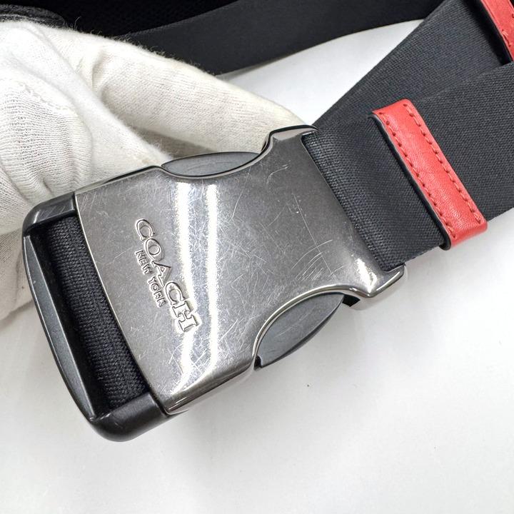 COACH ボディバッグ カラーブロック シグネチャー ブラック×レッド 599