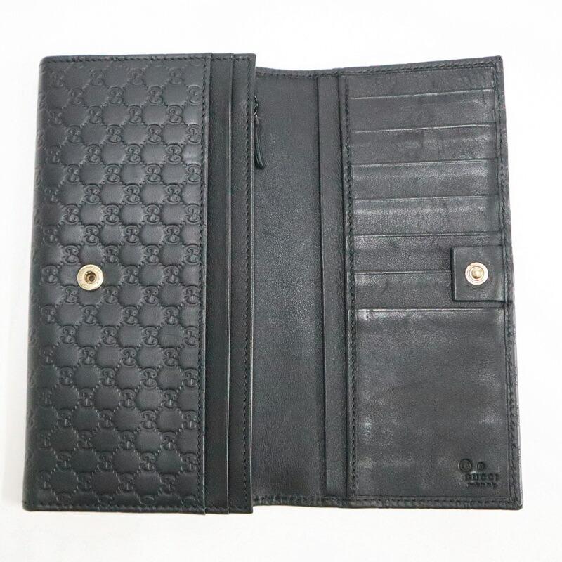 GUCCI グッチ 長財布 マイクログッチシマ レザー ブラック 449396 : JJ