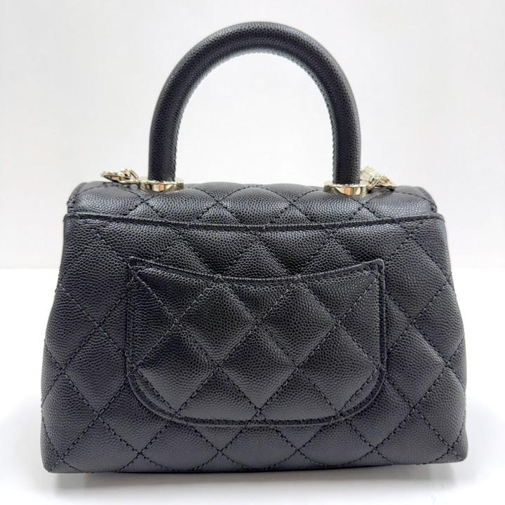 CHANEL シャネル ココハンドルXXS キャビアスキン×チェーンショルダー ブラック×シルバー金具 AS2215の画像