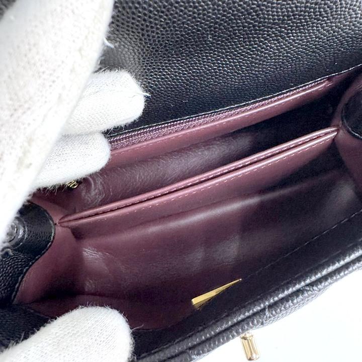 CHANEL シャネル ココハンドルXXS キャビアスキン×チェーンショルダー ブラック×シルバー金具 AS2215の画像