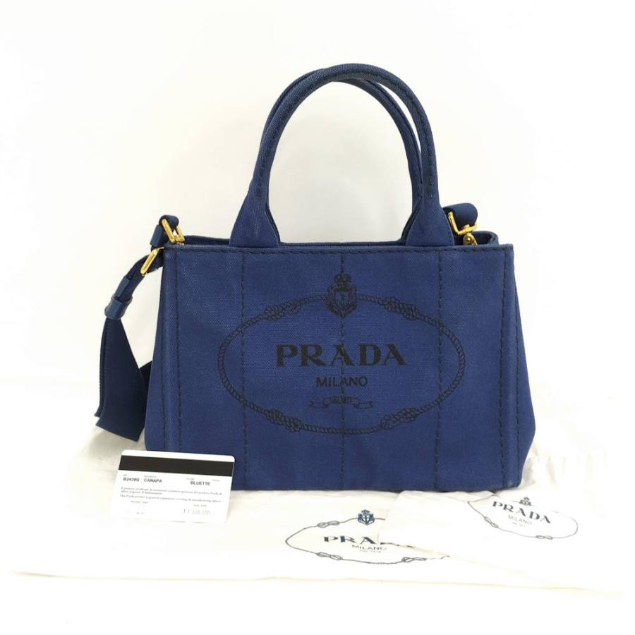 PRADA キャンバス トートバッグ ブルー PRADA（プラダ） カナパ トート 2WAYバッグ キャンバス ブルー : JJ