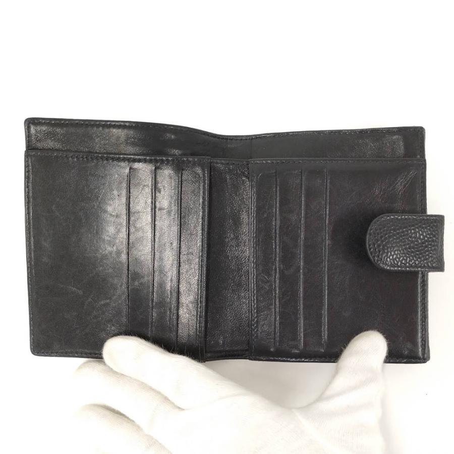 CHANEL（シャネル） 二つ折り財布 キャビアスキン レザー ブラック