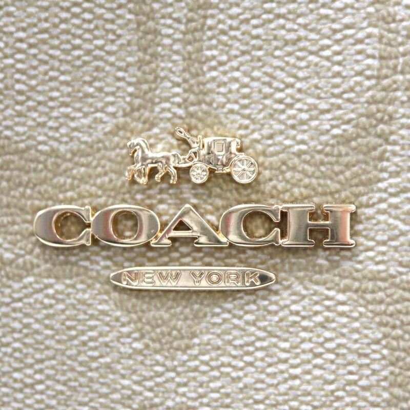 COACH コーチ トートバッグ シグネチャー ベージュ×ホワイト ゴールド