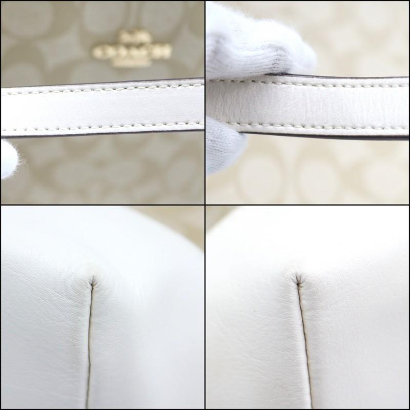 COACH コーチ トートバッグ シグネチャー ベージュ×ホワイト ゴールド