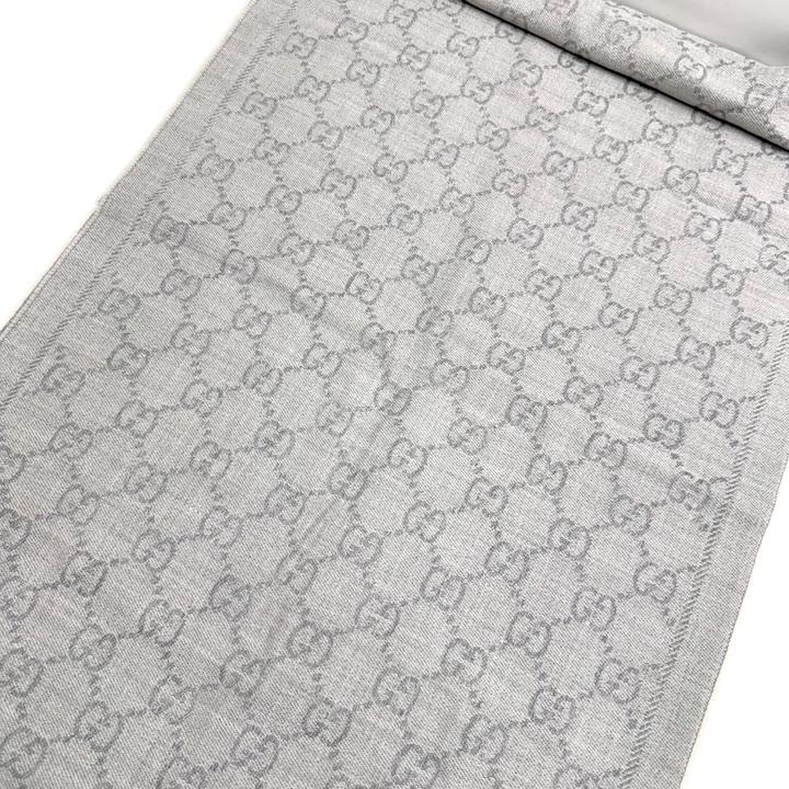 GUCCI グッチ ストール GG柄 グレー ウール100% 08.338.986 : JJ