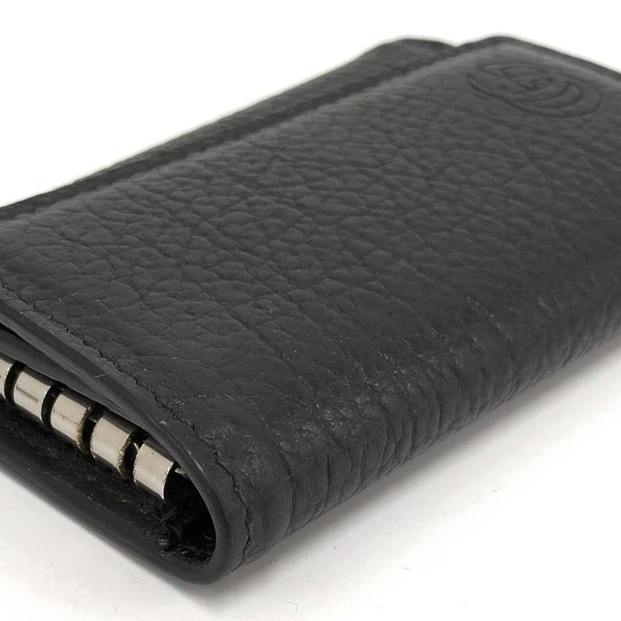 GUCCI 6連キーケース レザー ブラック×シルバー金具 795336・0416