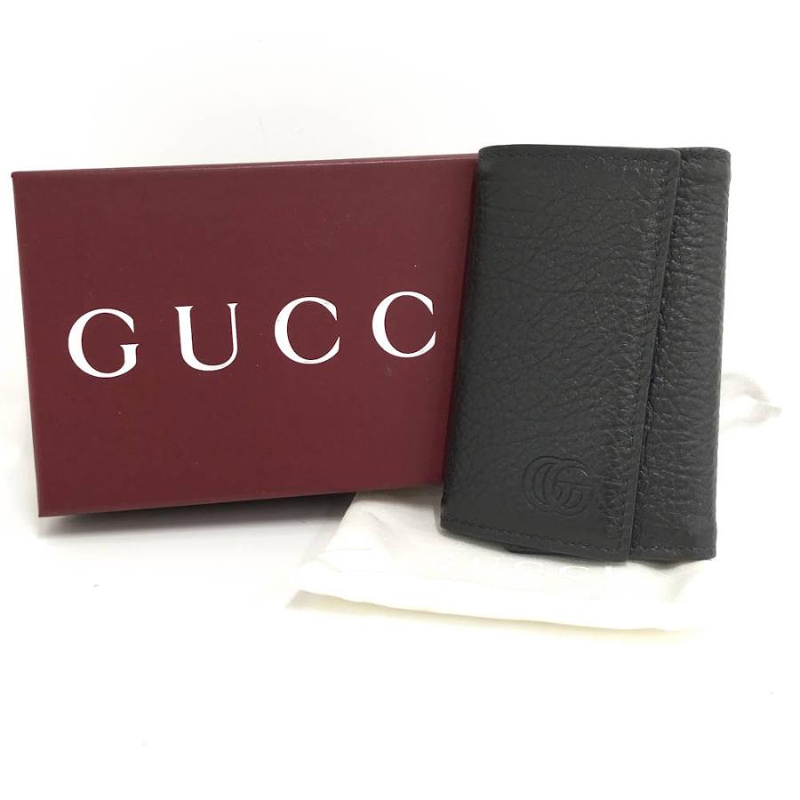 GUCCI 6連キーケース レザー ブラック×シルバー金具 795336・0416