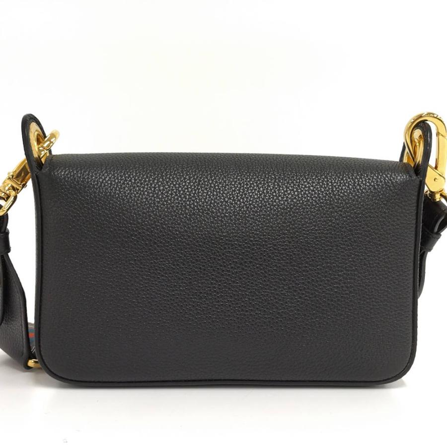 PRADA（プラダ） フラップ ショルダーバッグ レザー ブラック ゴールド