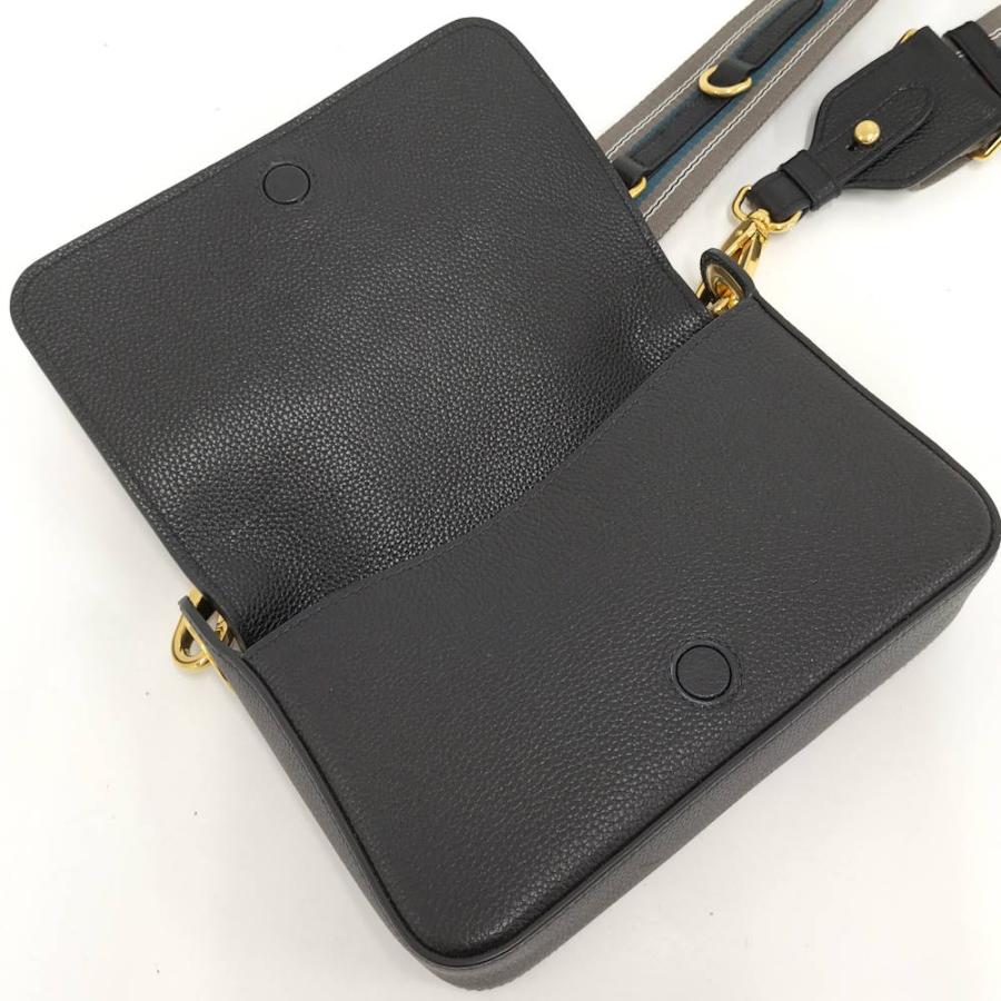 PRADA（プラダ） フラップ ショルダーバッグ レザー ブラック ゴールド