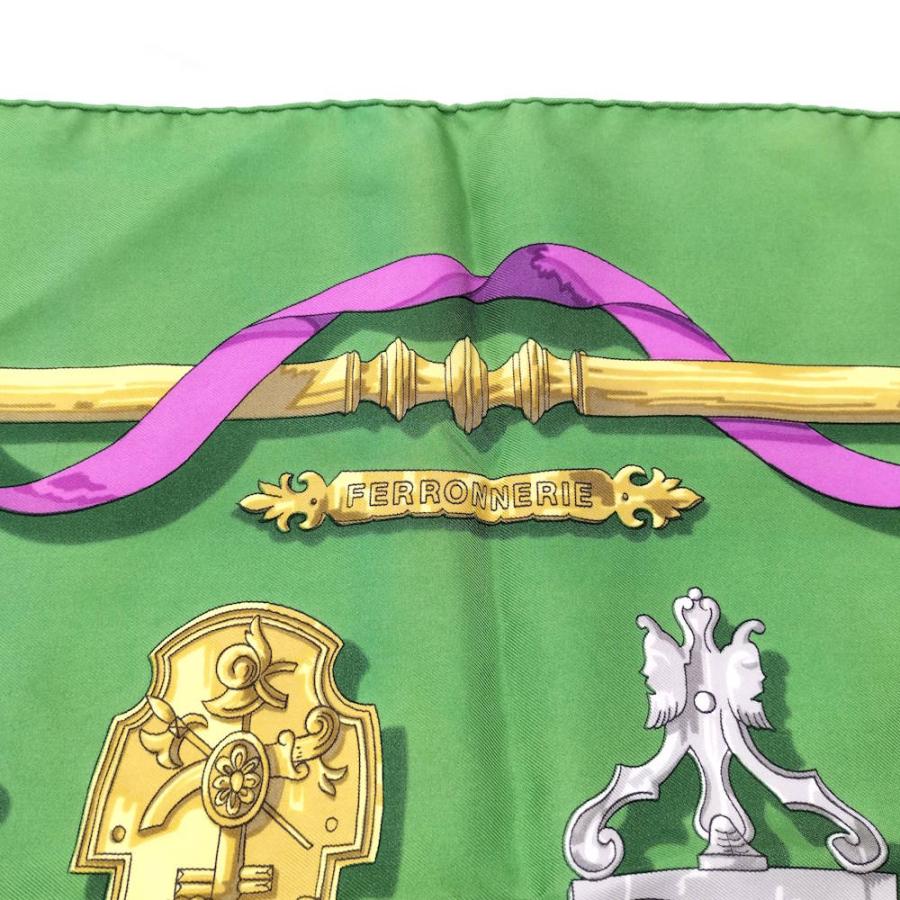 HERMES（エルメス） カレ90 スカーフ FERRONNERIE グリーン シルク100