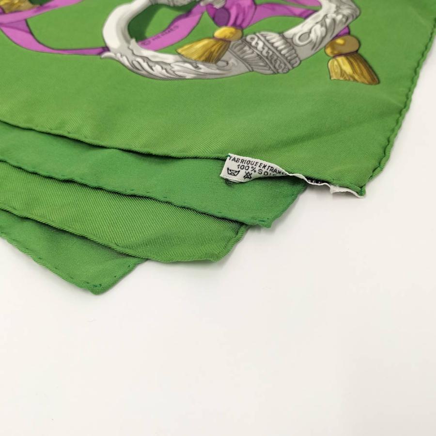 HERMES カレ90 FERRONNERIE スカーフ グリーン HERMES（エルメス） カレ90 スカーフ FERRONNERIE グリーン シルク100