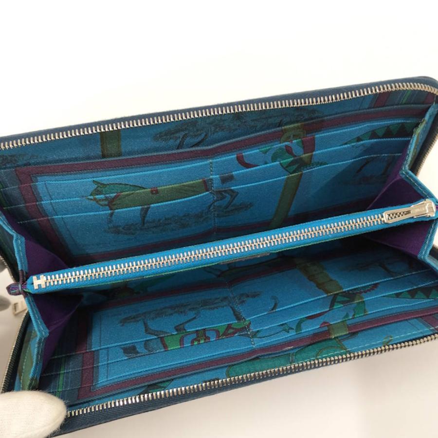 HERMES（エルメス） アザップロングシルクイン 長財布 レザー ネイビー