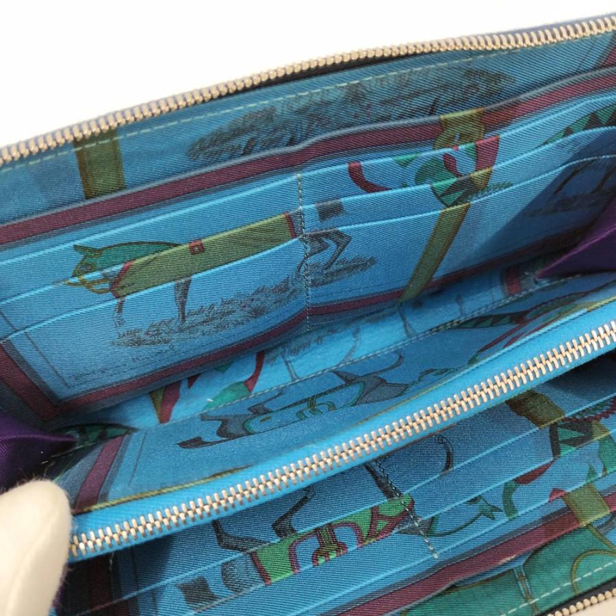 HERMES（エルメス） アザップロングシルクイン 長財布 レザー ネイビー