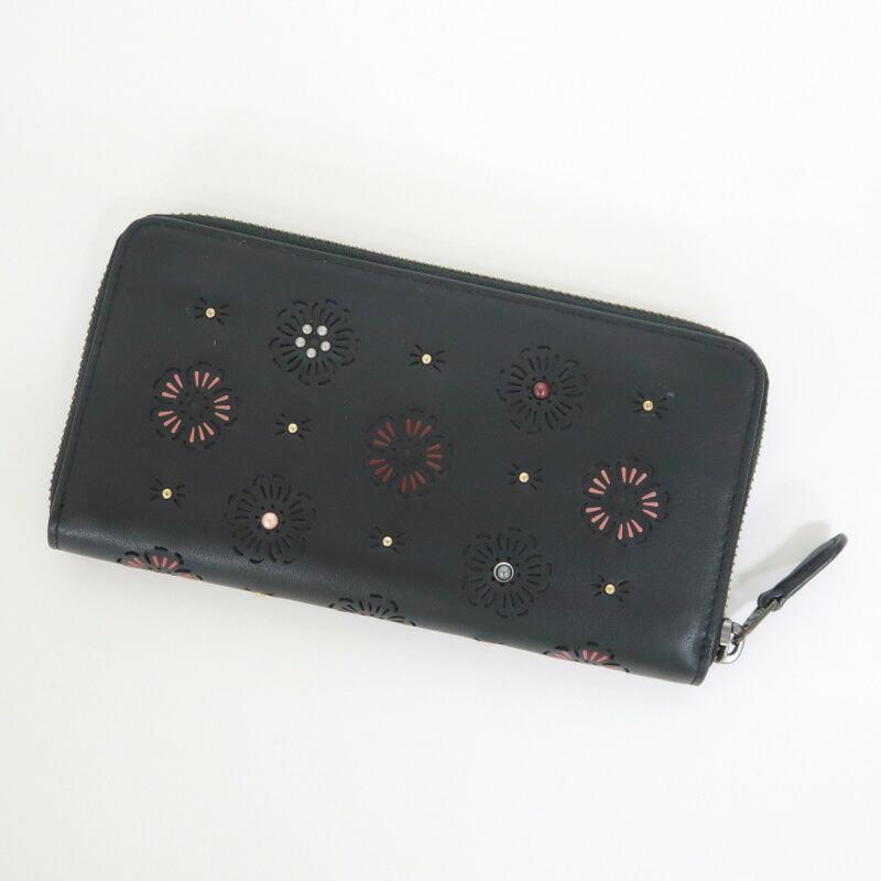 COACH コーチ アコーディオンジップウォレット 長財布 ティーローズ