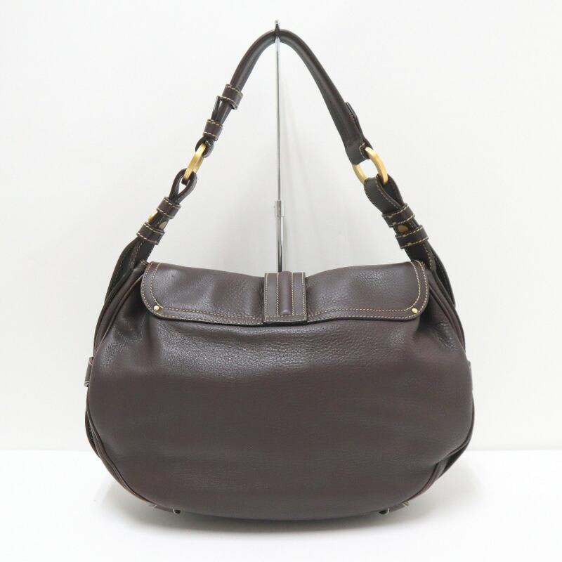 BALLY バリー ステッチ ショルダーバッグ レザー ダークブラウン