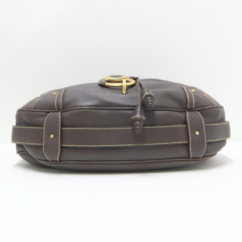 BALLY バリー ステッチ ショルダーバッグ レザー ダークブラウン