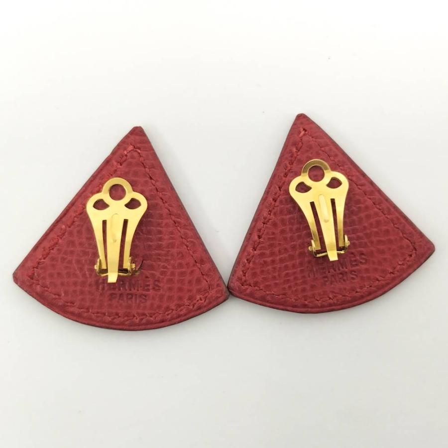 HERMES（エルメス） イヤリング トライアングル レザー ゴールド金具 