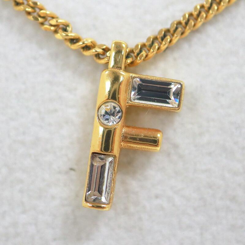 FENDI フェンディ Fロゴ・ネックレス 8AH718 ゴールド×ラインストーン