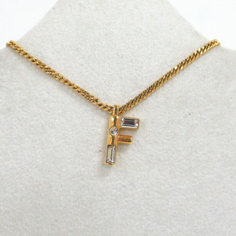 FENDI フェンディ Fロゴ・ネックレス 8AH718 ゴールド×ラインストーン