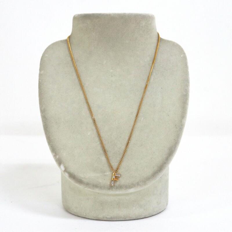 FENDI フェンディ Fロゴ・ネックレス 8AH718 ゴールド×ラインストーン