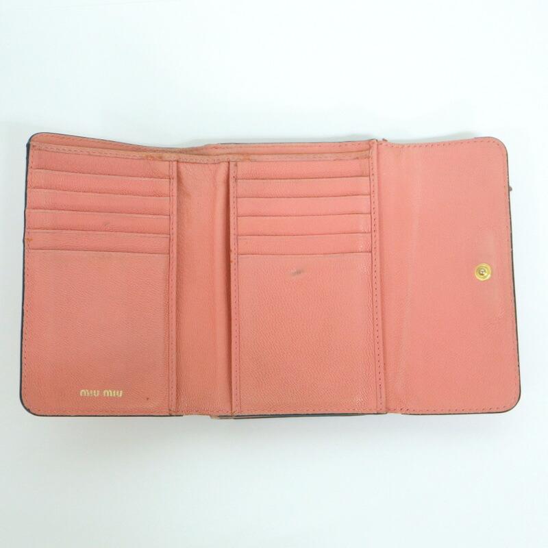 miumiu ミュウミュウ マドラス 三つ折り財布 ピンク レザー 5ML014