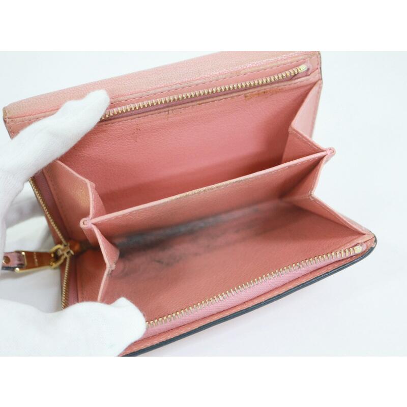 miumiu ミュウミュウ マドラス 三つ折り財布 ピンク レザー 5ML014