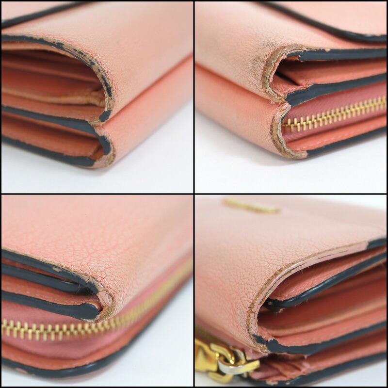 miumiu ミュウミュウ マドラス 三つ折り財布 ピンク レザー 5ML014