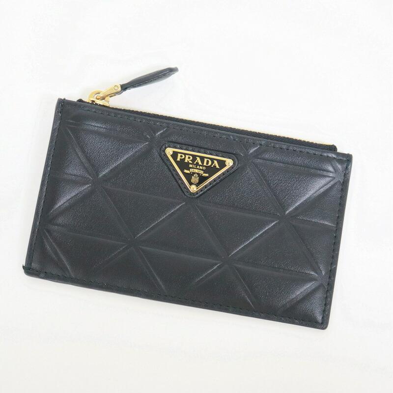 PRADA プラダ カードホルダー ブラック トライアングルレザー 1MC086