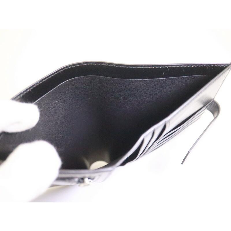 HERMES エルメス ベアンコンパクト 2つ折り財布 ブッフルガラ ノワール×シルバー金具 □H刻印の画像
